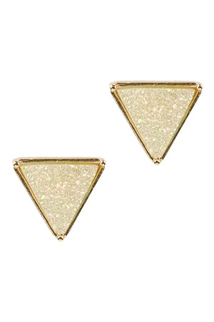 CRUSHED DIAMOND GOLD TRIM POST EARRING