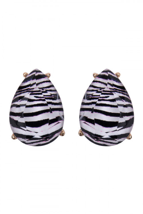 CLASSY ZEBRA TEARDROP EARRING
