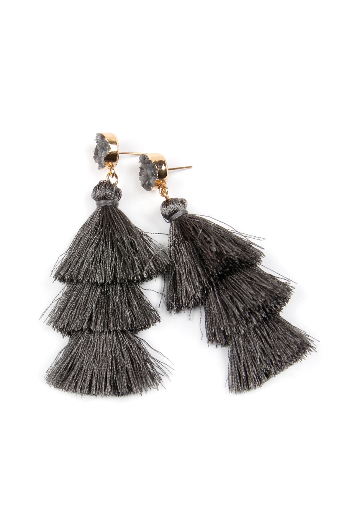 TASSEL EARRING GRAY