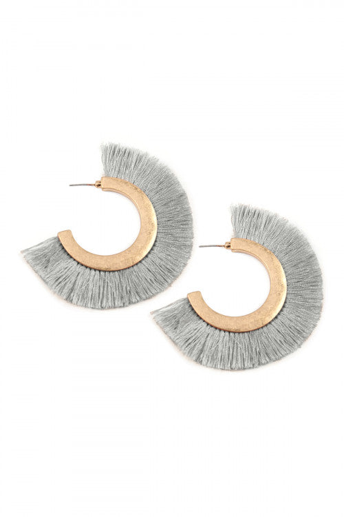 GRAY FRINGE EARRING