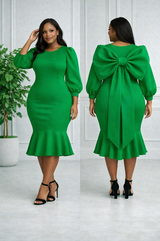 GREEN BOW DRESS