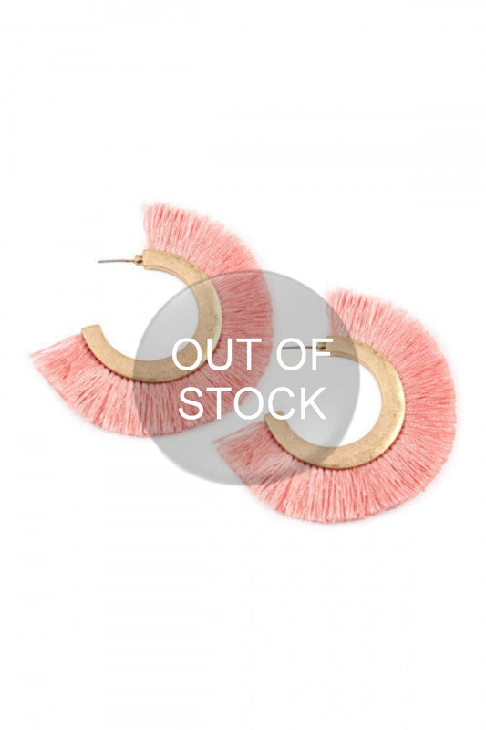 DUSTY PINK FRINGE EARRING